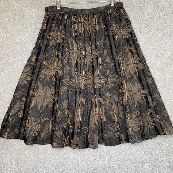 Coldwater Creek Pleated Velvet Floral Skirt Whimsigoth Fairy Grunge M Sz 10-12 - Picture 9 of 16
